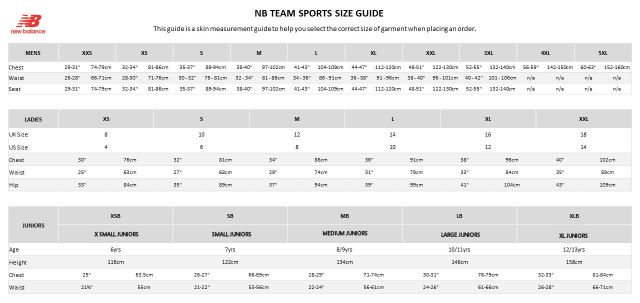 New Balance Clothing Size Guide